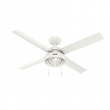 Hunter 51732 - Hunter 52 inch Spring Mill Fresh White Damp Rated Ceiling Fan with LED Light Kit and Pull Chain