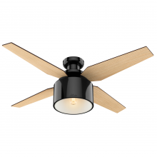 Hunter 59259 - Hunter 52 inch Cranbrook Gloss Black Low Profile Ceiling Fan with LED Light Kit and Handheld Remote