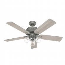 Hunter 52382 - Hunter 52 inch Shady Grove Matte Silver Ceiling Fan with LED Light Kit and Pull Chain