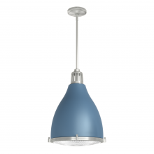 Hunter 19214 - Hunter Bluff View Indigo Blue and Brushed Nickel with Clear Holophane Glass 3 Light Pendant Ceiling