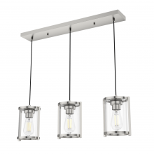Hunter 19953 - Hunter Astwood Polished Nickel with Clear Glass 3 Light Pendant Cluster Ceiling Light Fixture