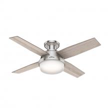 Hunter 50282 - Hunter 44 inch Dempsey Brushed Nickel Low Profile Ceiling Fan with LED Light Kit and Handheld Remote
