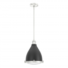 Hunter 19218 - Hunter Bluff View Flat Matte Black and Brushed Nickel with Clear Holophane Glass 1 Light Pendant Cei