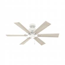 Hunter 52354 - Hunter 52 inch Gilrock Matte White Ceiling Fan and Pull Chain