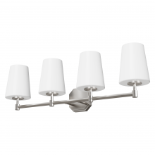 Hunter 19883 - Hunter Nolita Brushed Nickel with Cased White Glass 4 Light Bathroom Vanity Wall Light Fixture