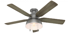 Hunter 59311 - Hunter 52 inch Mill Valley Matte Silver Low Profile Damp Rated Ceiling Fan with LED Light Kit and Pu
