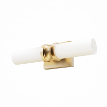 Hunter 19930 - Hunter Lenlock Alturas Gold with Cased White Glass 2 Light Bathroom Vanity Wall Light Fixture