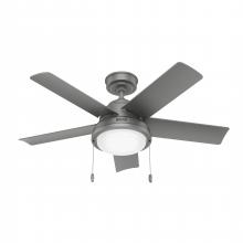 Hunter 51440 - Hunter 44 inch Seawall Matte Silver WeatherMax Indoor / Outdoor Ceiling Fan with LED Light Kit and P