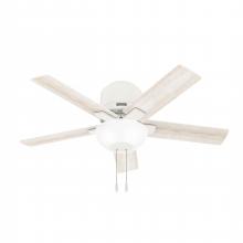 Hunter 51588 - Hunter 44 inch Fitzgerald Matte White Low Profile Ceiling Fan with LED Light Kit and Pull Chain