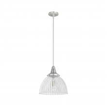 Hunter 19349 - Hunter Cypress Grove Brushed Nickel with Clear Holophane Glass 1 Light Pendant Ceiling Light Fixture