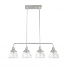 Hunter 19326 - Hunter Cypress Grove Brushed Nickel with Clear Holophane Glass 4 Light Chandelier Ceiling Light Fixt