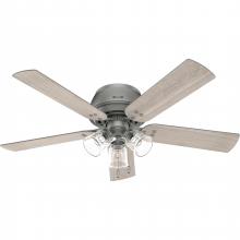 Hunter 52380 - Hunter 52 inch Shady Grove Matte Silver Low Profile Ceiling Fan with LED Light Kit and Pull Chain