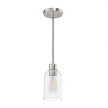 Hunter 19200 - Hunter Lochemeade Brushed Nickel with Seeded Glass 1 Light Pendant Ceiling Light Fixture