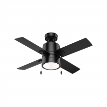 Hunter 53433 - Hunter 42 inch Beck Matte Black Ceiling Fan with LED Light Kit and Pull Chain