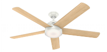 Hunter 59484 - Hunter 60 inch Wi-Fi Romulus Fresh White Ceiling Fan with LED Light Kit and Handheld Remote