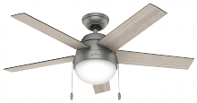 Hunter 59267 - Hunter 46 inch Anslee Matte Silver Ceiling Fan with LED Light Kit and Pull Chain