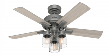 Hunter 50649 - Hunter 44 inch Hartland Matte Silver Ceiling Fan with LED Light Kit and Pull Chain