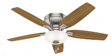 Hunter 53380 - Hunter 52 inch Kenbridge Brushed Nickel Low Profile Ceiling Fan with LED Light Kit and Pull Chain