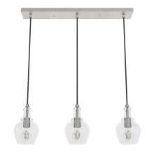 Hunter 19901 - Hunter Maple Park Brushed Nickel with Clear Glass 3 Light Pendant Cluster Ceiling Light Fixture