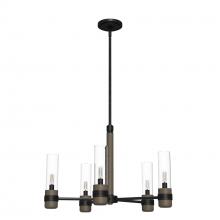 Hunter 19474 - Hunter River Mill Rustic Iron and French Oak with Seeded Glass 5 Light Chandelier Ceiling Light Fixt