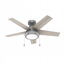 Hunter 51384 - Hunter 44 inch Burroughs Matte Silver Ceiling Fan with LED Light Kit and Pull Chain