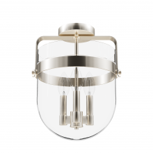 Hunter 19837 - Hunter Karloff Alturas Gold with Clear Glass 3 Light Flush Mount Ceiling Light Fixture