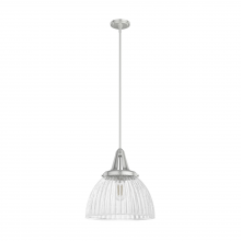 Hunter 19350 - Hunter Cypress Grove Brushed Nickel with Clear Holophane Glass 1 Light Pendant Ceiling Light Fixture
