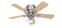 Hunter 52154 - Hunter 42 inch Crestfield Brushed Nickel Low Profile Ceiling Fan with LED Light Kit and Pull Chain