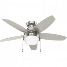 Hunter 51223 - Hunter 44 inch Lilliana Brushed Nickel Low Profile Ceiling Fan with LED Light Kit and Pull Chain