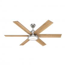 Hunter 59462 - Hunter 60 inch Warrant Brushed Nickel Ceiling Fan with LED Light Kit and Wall Control