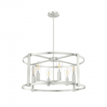 Hunter 19118 - Hunter Astwood Brushed Nickel with Clear Glass 6 Light Chandelier Ceiling Light Fixture