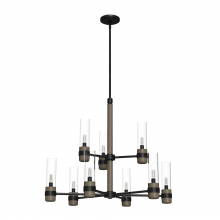 Hunter 19478 - Hunter River Mill Rustic Iron and French Oak with Seeded Glass 9 Light Chandelier Ceiling Light Fixt