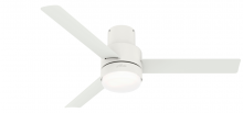 Hunter 51840 - Hunter 52 inch Gilmour Matte White Low Profile Damp Rated Ceiling Fan with LED Light Kit and Handhel