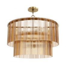 Hunter 13144 - Hunter Ontario Luxe Gold with Amber Glass 6 Light Chandelier Ceiling Light Fixture