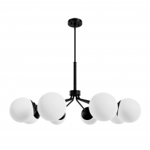 Hunter 19870 - Hunter Hepburn Matte Black with Cased White Glass 8 Light Chandelier Ceiling Light Fixture