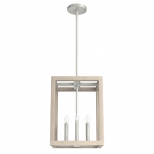 Hunter 19085 - Hunter Squire Manor Brushed Nickel and Bleached Wood 4 Light Pendant Ceiling Light Fixture
