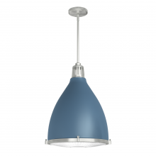 Hunter 19217 - Hunter Bluff View Indigo Blue and Brushed Nickel with Clear Holophane Glass 3 Light Pendant Ceiling