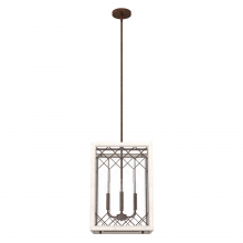 Hunter 19372 - Hunter Chevron Textured Rust and Distressed White with Seeded Glass 4 Light Pendant Ceiling Light Fi