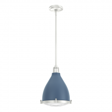 Hunter 19220 - Hunter Bluff View Indigo Blue and Brushed Nickel with Clear Holophane Glass 1 Light Pendant Ceiling