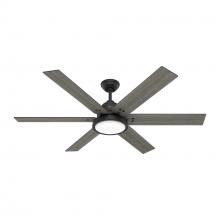 Hunter 51474 - Hunter 60 inch Warrant Matte Black Ceiling Fan with LED Light Kit and Wall Control