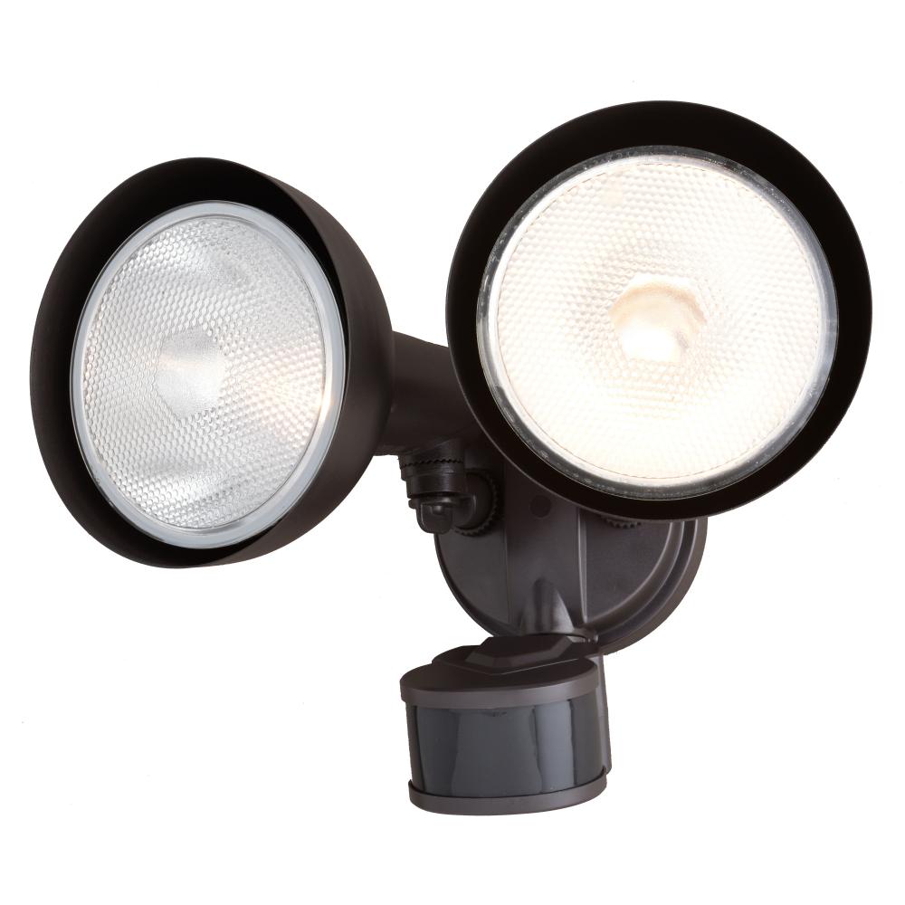 11.75-in. 2 Light Outdoor Motion Sensor Security Flood Light Bronze 240 Degrees