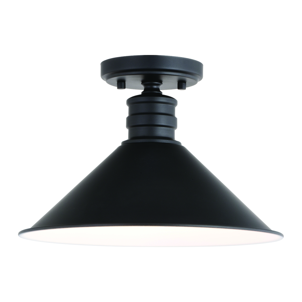 Akron 12-in. 1 Light Semi-Flush Mount Oil Rubbed Bronze and Matte White