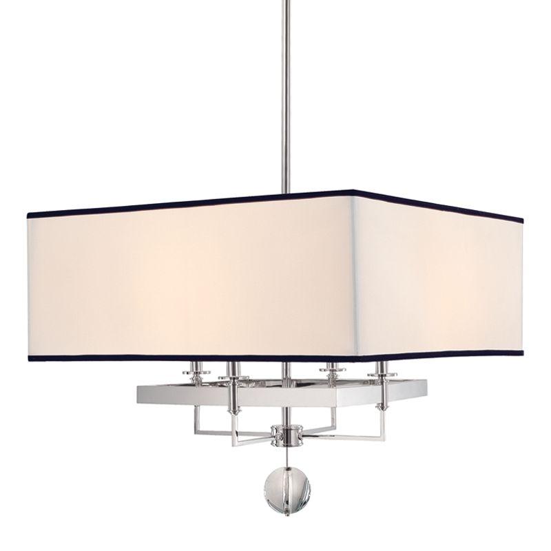 4 LIGHT CHANDELIER WITH BLACK TRIM ON SHADE