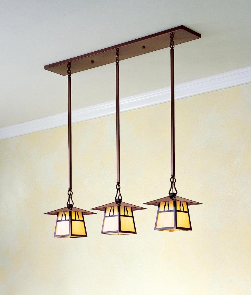 8&#34; carmel 3 light in-line chandelier with dart overlay