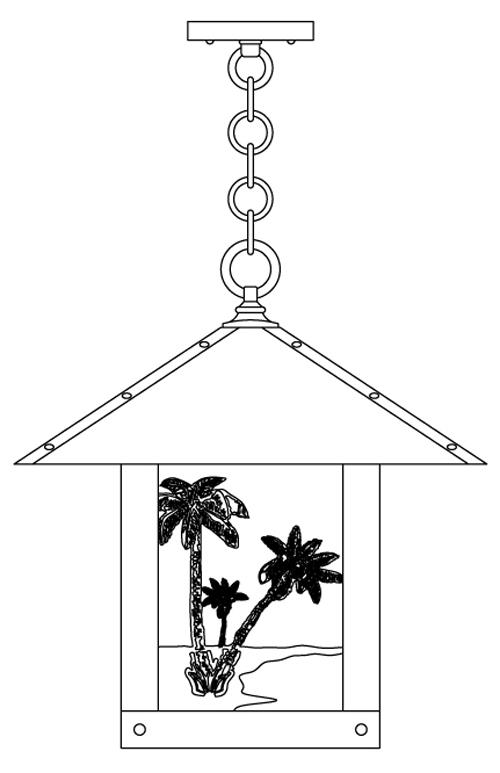 16&#34; timber ridge pendant with palm tree  filigree