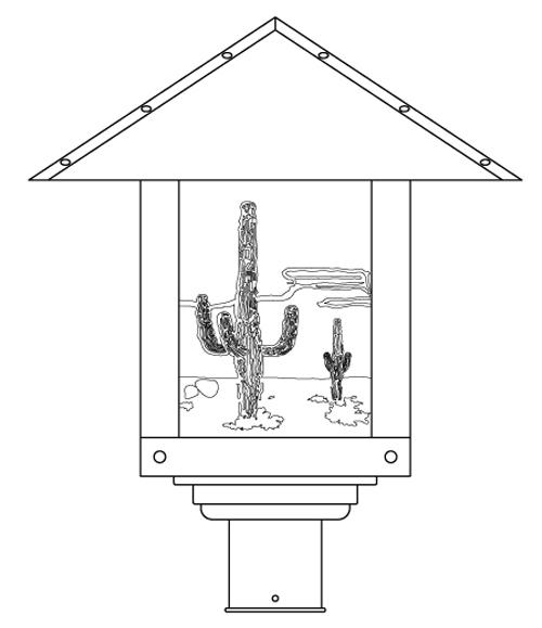 16&#34; timber ridge post mount with cactus  filigree