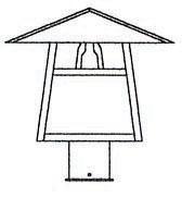 Arroyo Craftsman CP-12BGW-BK - 12" carmel post mount with bungalow overlay