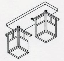 Arroyo Craftsman MCM-5/2EGW-BK - 5" mission 2 light ceiling mount without overlay (empty)