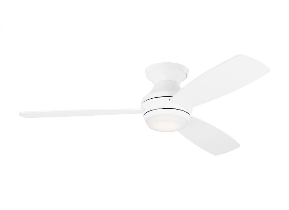 Ikon 52&#34; Dimmable Integrated LED Indoor Matte White Hugger Ceiling Fan with Light Kit