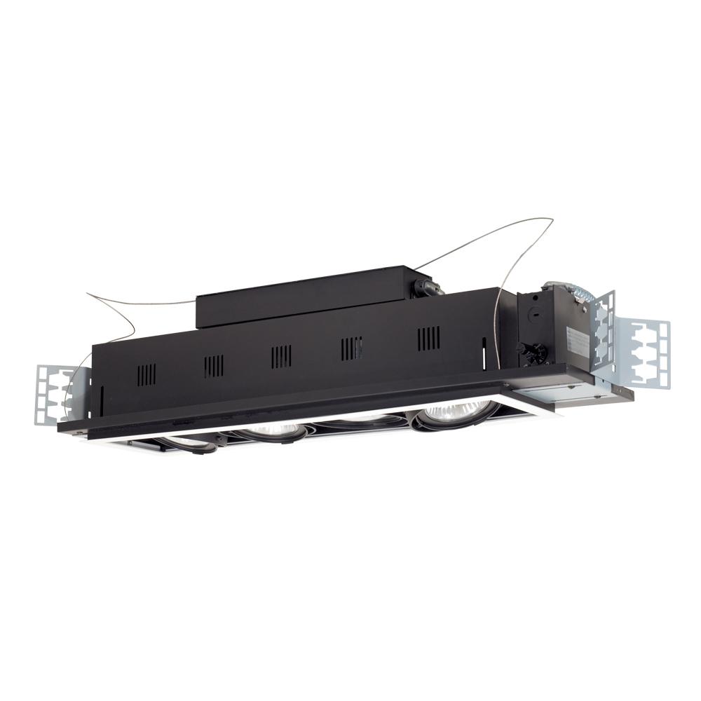 4-Light Double Gimbal Linear Recessed Line Voltage Fixture.